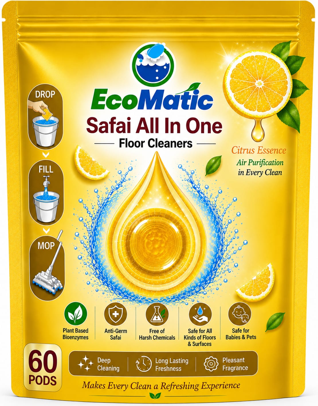 EcoMatic Floor Cleaner Pods 60